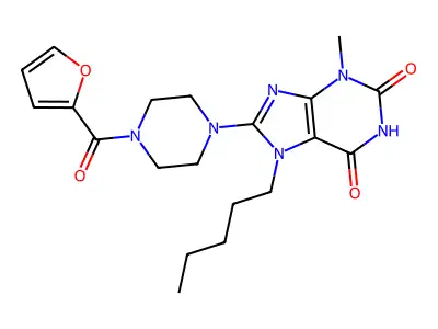 8-[4-(Furan-2-carbonyl)piperazin-1-yl]-3-methyl-7-pentylpurine-2,6-dione structure