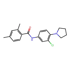 N-[3-chloro-4-(pyrrolidin-1-yl)phenyl]-2,4-dimethylbenzamide structure