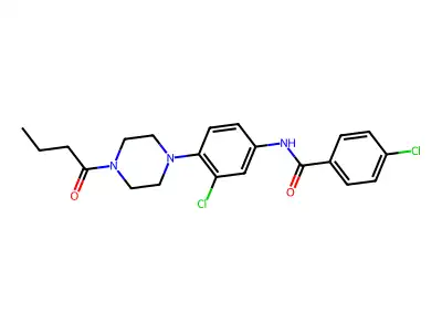 N-[4-(4-butanoylpiperazin-1-yl)-3-chlorophenyl]-4-chlorobenzamide structure