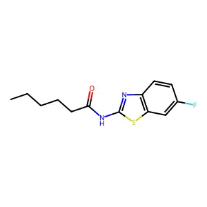 N-(6-fluoro-1,3-benzothiazol-2-yl)hexanamide structure