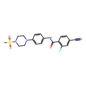 4-cyano-2-fluoro-N-[4-(4-methylsulfonylpiperazin-1-yl)phenyl]benzamide structure