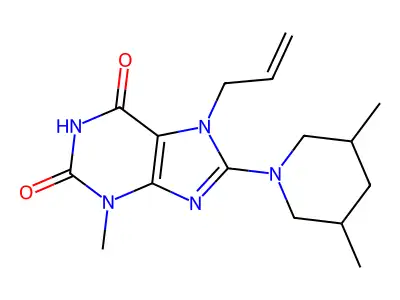 8-(3,5-Dimethylpiperidin-1-yl)-3-methyl-7-prop-2-enylpurine-2,6-dione structure