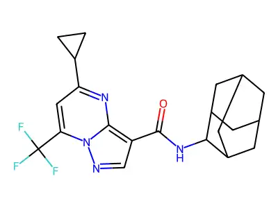 N-(2-adamantyl)-5-cyclopropyl-7-(trifluoromethyl)pyrazolo[1,5-a]pyrimidine-3-carboxamide structure