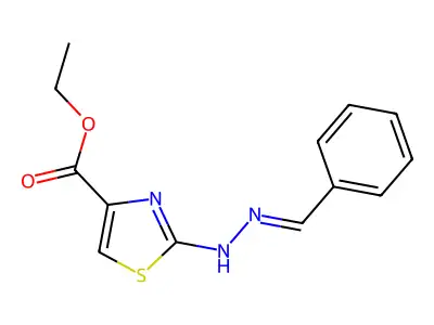 4-Thiazolecarboxylic acid, 2-[(phenylmethylene)hydrazino]-, ethyl ester structure