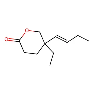 2H-Pyran-2-one, 5-(1-buten-1-yl)-5-ethyltetrahydro- structure