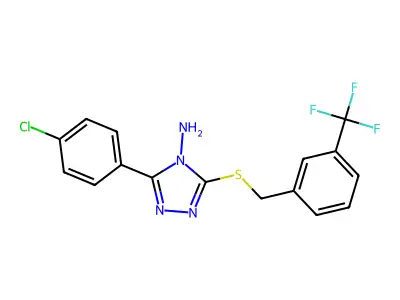 3-(4-chlorophenyl)-5-{[3-(trifluoromethyl)benzyl]sulfanyl}-4H-1,2,4-triazol-4-amine structure