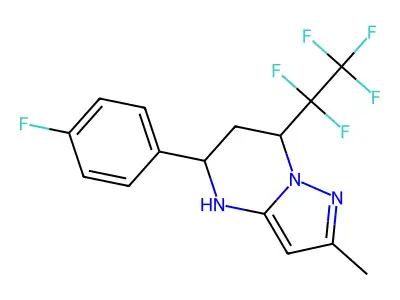 5-(4-fluorophenyl)-2-methyl-7-(pentafluoroethyl)-4,5,6,7-tetrahydropyrazolo[1,5-a]pyrimidine structure