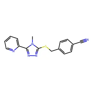 4-[(4-Methyl-5-pyridin-2-yl-1,2,4-triazol-3-yl)sulfanylmethyl]benzonitrile structure
