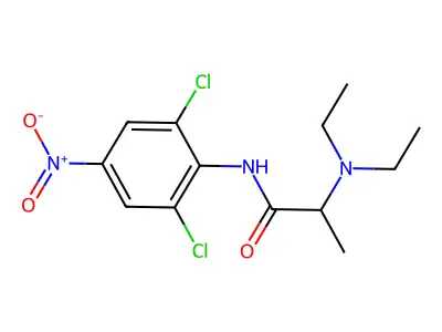 Propionanilide, 2',6'-dichloro-2-(diethylamino)-4'-nitro- structure