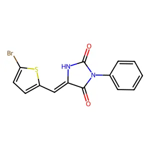 (5E)-5-[(5-bromothiophen-2-yl)methylidene]-3-phenylimidazolidine-2,4-dione structure