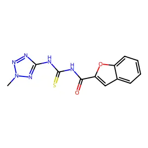 N-[(2-methyltetrazol-5-yl)carbamothioyl]-1-benzofuran-2-carboxamide structure