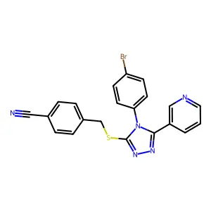 4-(((4-(4-BR-PH)-5-(3-Pyridinyl)-4H-1,2,4-triazol-3-YL)thio)methyl)benzonitrile structure