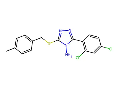 3-(2,4-Dichlorophenyl)-5-[(4-methylphenyl)methylthio]-1,2,4-triazole-4-ylamine structure