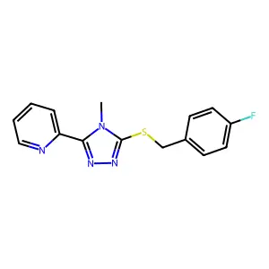 2-{5-[(4-fluorobenzyl)sulfanyl]-4-methyl-4H-1,2,4-triazol-3-yl}pyridine structure