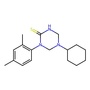 5-Cyclohexyl-1-(2,4-dimethylphenyl)-1,3,5-triazinane-2-thione structure
