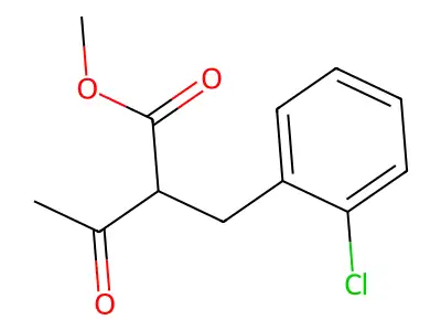 Methyl alpha-acetyl-2-chlorobenzenepropanoate structure