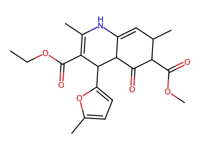 3-O-ethyl 6-O-methyl 2,7-dimethyl-4-(5-methylfuran-2-yl)-5-oxo-4,4a,6,7-tetrahydro-1H-quinoline-3,6-dicarboxylate structure