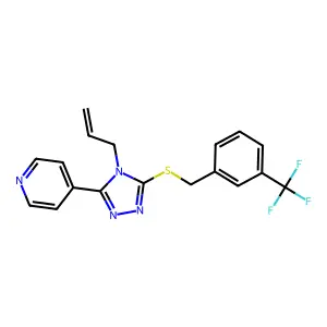 4-[4-prop-2-enyl-5-[[3-(trifluoromethyl)phenyl]methylsulfanyl]-1,2,4-triazol-3-yl]pyridine structure