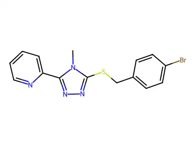 3-[(4-Bromophenyl)methylthio]-4-methyl-5-(2-pyridyl)-1,2,4-triazole structure