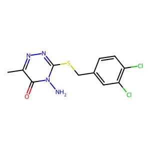 4-amino-3-((3,4-dichlorobenzyl)thio)-6-methyl-1,2,4-triazin-5(4H)-one structure