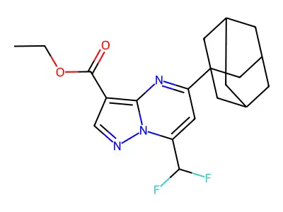 Ethyl 5-(1-adamantyl)-7-(difluoromethyl)pyrazolo[1,5-a]pyrimidine-3-carboxylate structure