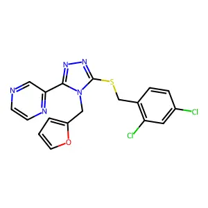 2,4-dichlorobenzyl 4-(2-furylmethyl)-5-(2-pyrazinyl)-4H-1,2,4-triazol-3-yl sulfide structure