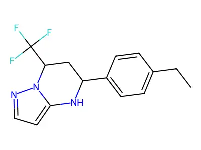 5-(4-ethylphenyl)-7-(trifluoromethyl)-4,5,6,7-tetrahydropyrazolo[1,5-a]pyrimidine structure