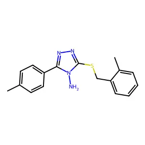 5-(4-Methylphenyl)-3-[(2-methylphenyl)methylthio]-1,2,4-triazole-4-ylamine structure