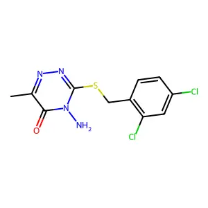 4-amino-3-((2,4-dichlorobenzyl)thio)-6-methyl-1,2,4-triazin-5(4H)-one structure