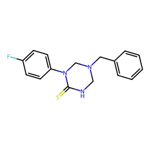 5-Benzyl-1-(4-fluorophenyl)-1,3,5-triazinane-2-thione structure