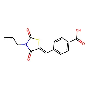 4-{(E)-[2,4-dioxo-3-(prop-2-en-1-yl)-1,3-thiazolidin-5-ylidene]methyl}benzoic acid structure