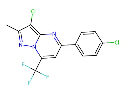 3-chloro-5-(4-chlorophenyl)-2-methyl-7-(trifluoromethyl)pyrazolo[1,5-a]pyrimidine structure
