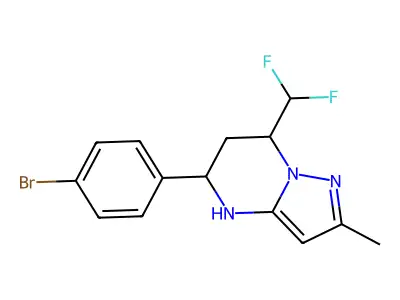 5-(4-bromophenyl)-7-(difluoromethyl)-2-methyl-4,5,6,7-tetrahydropyrazolo[1,5-a]pyrimidine structure