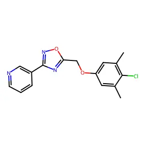 3-{5-[(4-Chloro-3,5-dimethylphenoxy)methyl]-1,2,4-oxadiazol-3-yl}pyridine structure