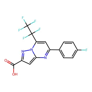 5-(4-fluorophenyl)-7-(1,1,2,2,2-pentafluoroethyl)pyrazolo[1,5-a]pyrimidine-2-carboxylic acid structure