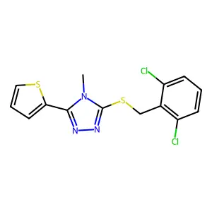 3-[(2,6-Dichlorophenyl)methylthio]-4-methyl-5-thiophen-2-yl-1,2,4-triazole structure