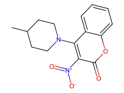 4-(4-methylpiperidin-1-yl)-3-nitro-2H-chromen-2-one structure