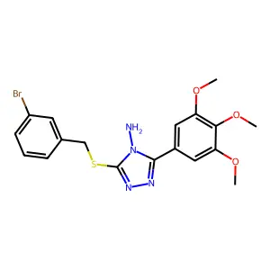 3-[(3-bromobenzyl)sulfanyl]-5-(3,4,5-trimethoxyphenyl)-4H-1,2,4-triazol-4-amine structure