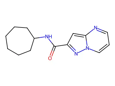 N-cycloheptylpyrazolo[1,5-a]pyrimidine-2-carboxamide structure