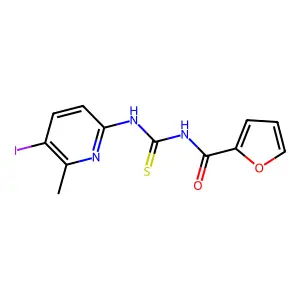 N-[(5-iodo-6-methylpyridin-2-yl)carbamothioyl]furan-2-carboxamide structure