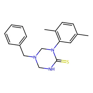 5-Benzyl-1-(2,5-dimethylphenyl)-1,3,5-triazinane-2-thione structure