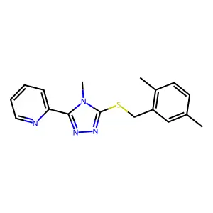 3-[(2,5-Dimethylphenyl)methylthio]-4-methyl-5-(2-pyridyl)-1,2,4-triazole structure