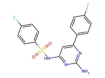 N-[2-amino-6-(4-fluorophenyl)-4-pyrimidinyl]-4-fluorobenzenesulfonamide structure