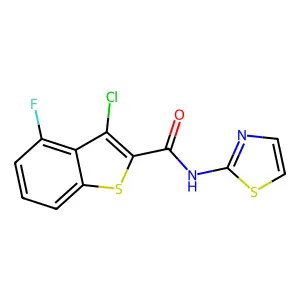 3-chloro-4-fluoro-N-(1,3-thiazol-2-yl)-1-benzothiophene-2-carboxamide structure