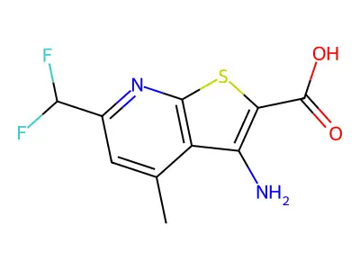 3-Amino-6-(difluoromethyl)-4-methylthieno[2,3-b]pyridine-2-carboxylic acid structure