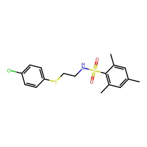 N-[2-(4-chlorophenyl)sulfanylethyl]-2,4,6-trimethylbenzenesulfonamide structure