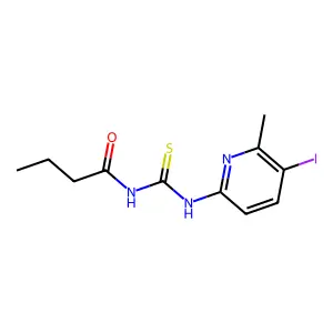 N-[(5-iodo-6-methylpyridin-2-yl)carbamothioyl]butanamide structure