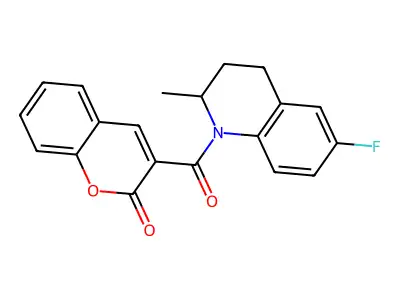 3-(6-fluoro-2-methyl-1,2,3,4-tetrahydroquinoline-1-carbonyl)-2H-chromen-2-one structure