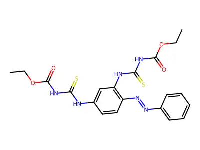 diethyl ({4-[(E)-phenyldiazenyl]benzene-1,3-diyl}dicarbamothioyl)biscarbamate structure