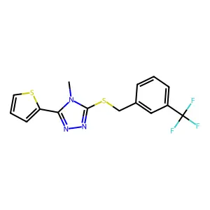 4-methyl-3-(thiophen-2-yl)-5-{[3-(trifluoromethyl)benzyl]sulfanyl}-4H-1,2,4-triazole structure